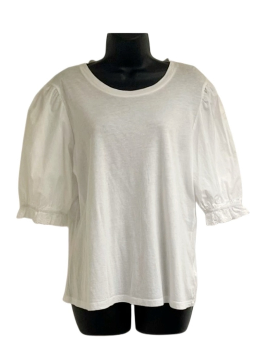 Rails White Puff Sleeve Tee w/ Eyelet Trim Detail